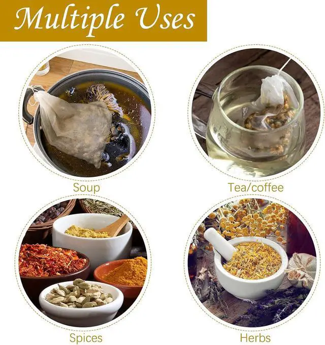 Alt view image 5 of 7 - TUZAZO 24 Pcs Muslin Bags with Drawstring 3 x 4 inch, Reusable Tea Bags for Loose Leaf Tea, Natural Cotton Unbleached Cheesecloth Small Spice Bag for Cooking Soup Herb Sachet Bag Empty