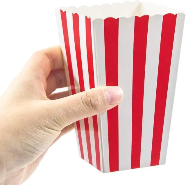 Alt view image 2 of 7 - Colorful Striped Popcorn Boxes 24 Pack, Movie Night & Game Day Snack Containers, Soccer Watch Party Popcorn Buckets, Disposable Cardboard Cups for Birthday, Classroom, Carnival, Wedding Party Supplies