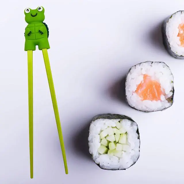 Alt view image 4 of 7 - Needzo Green Turtle Japanese Training Chopstick, Cute Cheater Chopsticks for Beginners and Kids, 8.5 Inch
