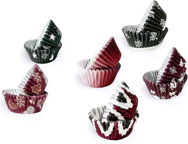 Alt view image 2 of 7 - qiqee Christmas 300-Count Cupcake Liners Standard Cupcake Cups 6 Design Cupcake Papers Baking Cups Cupcake Wrappers (Standard Size)