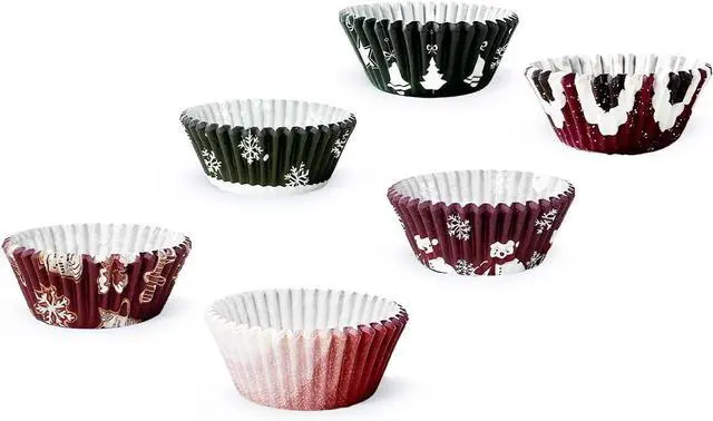 Alt view image 3 of 7 - qiqee Christmas 300-Count Cupcake Liners Standard Cupcake Cups 6 Design Cupcake Papers Baking Cups Cupcake Wrappers (Standard Size)
