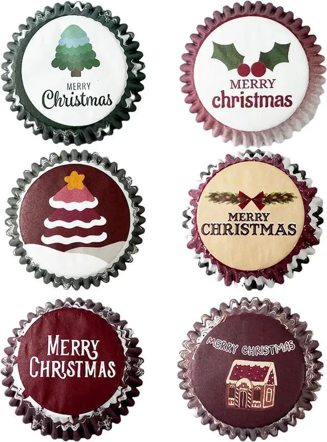 Alt view image 7 of 7 - qiqee Christmas 300-Count Cupcake Liners Standard Cupcake Cups 6 Design Cupcake Papers Baking Cups Cupcake Wrappers (Standard Size)