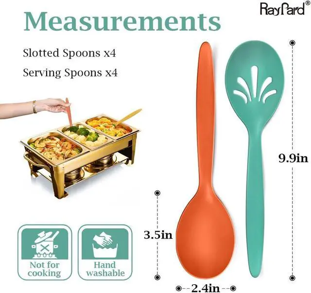 Alt view image 2 of 6 - 8 Pcs 10" Large Plastic Wheat Straw Serving Spoons Set, Serving Spoons & Slotted Spoons, Kitchen Mixing Serving Spoon for Party Buffet Catering (Orange/Blue/Yellow/Green, Not for Cooking)