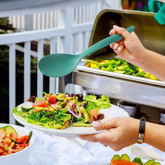 Alt view image 5 of 6 - 8 Pcs 10" Large Plastic Wheat Straw Serving Spoons Set, Serving Spoons & Slotted Spoons, Kitchen Mixing Serving Spoon for Party Buffet Catering (Orange/Blue/Yellow/Green, Not for Cooking)