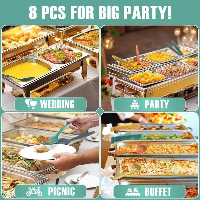 Alt view image 6 of 6 - 8 Pcs 10" Large Plastic Wheat Straw Serving Spoons Set, Serving Spoons & Slotted Spoons, Kitchen Mixing Serving Spoon for Party Buffet Catering (Orange/Blue/Yellow/Green, Not for Cooking)