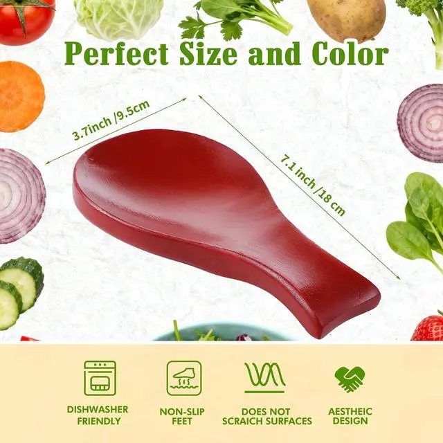 Alt view image 2 of 7 - Patelai Acacia Wood Spoon Rest for Kitchen Stove Top Utensils,Mahogany | Wooden Spatula Holder for Countertop, Protects Surfaces from Stains, Farmhouse Kitchen Decor, Holds Spoons Ladles Utensils