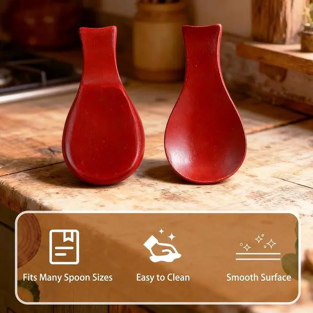 Alt view image 5 of 7 - Patelai Acacia Wood Spoon Rest for Kitchen Stove Top Utensils,Mahogany | Wooden Spatula Holder for Countertop, Protects Surfaces from Stains, Farmhouse Kitchen Decor, Holds Spoons Ladles Utensils