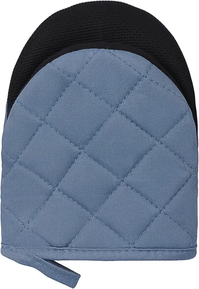 Alt view image 6 of 7 - Goldmeet Mini Oven Mitts 2-Pack, 7"x5.5", 500°F Silicone Grip, Sky Blue | Non-Slip, Heat Resistant, Machine Washable, Hanging Loop, Fits Small Hands, for Baking Grilling BBQ Cooking
