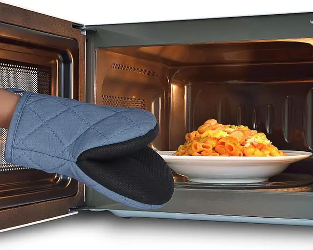 Alt view image 7 of 7 - Goldmeet Mini Oven Mitts 2-Pack, 7"x5.5", 500°F Silicone Grip, Sky Blue | Non-Slip, Heat Resistant, Machine Washable, Hanging Loop, Fits Small Hands, for Baking Grilling BBQ Cooking