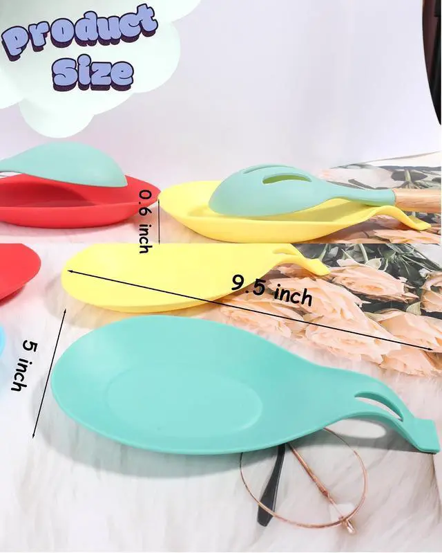 Alt view image 2 of 6 - 6 Pack Silicone Spoon Rest for Stove Top, Spoon Rest Spoon Holder for Stove Top, Spoon Holder for Kitchen Counter, Heat Resistant Kitchen Spoon Rest