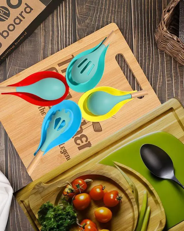 Alt view image 4 of 6 - 6 Pack Silicone Spoon Rest for Stove Top, Spoon Rest Spoon Holder for Stove Top, Spoon Holder for Kitchen Counter, Heat Resistant Kitchen Spoon Rest