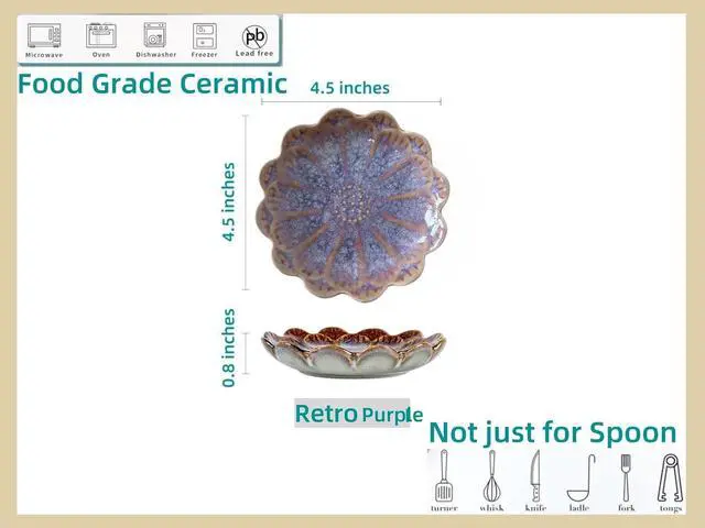 Alt view image 5 of 7 - Ceramic Spoon Rest for Stove Top, Flower Cute Spoon Rest for Kitchen Counter, Cooking Spoon Holder for Kitchen Counter, Utensil Rest Spatula Rest Ladle Holder Tong Rest, 1 PC (Retro, Lavender Purple)