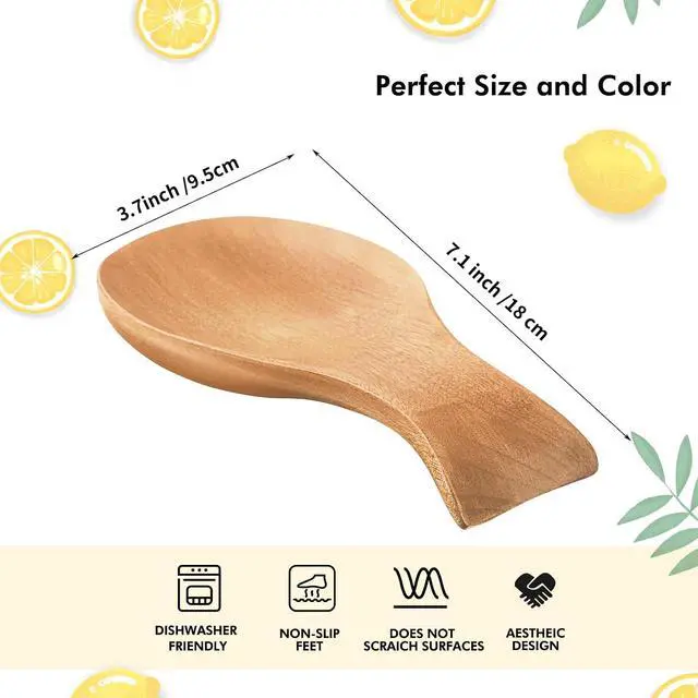 Alt view image 2 of 7 - Patelai Acacia Wood Spoon Rest for Kitchen Stove Top Utensils,Wood Color | Wooden Spatula Holder for Countertop, Protects Surfaces from Stains, Farmhouse Kitchen Decor, Holds Spoons Ladles Utensils