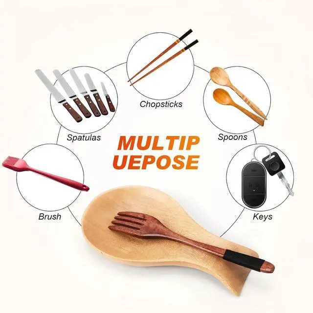 Alt view image 7 of 7 - Patelai Acacia Wood Spoon Rest for Kitchen Stove Top Utensils,Wood Color | Wooden Spatula Holder for Countertop, Protects Surfaces from Stains, Farmhouse Kitchen Decor, Holds Spoons Ladles Utensils