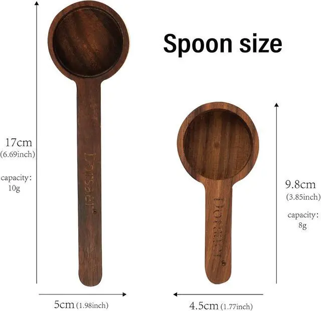 Alt view image 6 of 7 - Wood Scoop for Canister - Measuring Spoon for Coffee Beans, Ground Coffee, Protein Powder, Spices, Tea and Bath Salt Scoop (Long)