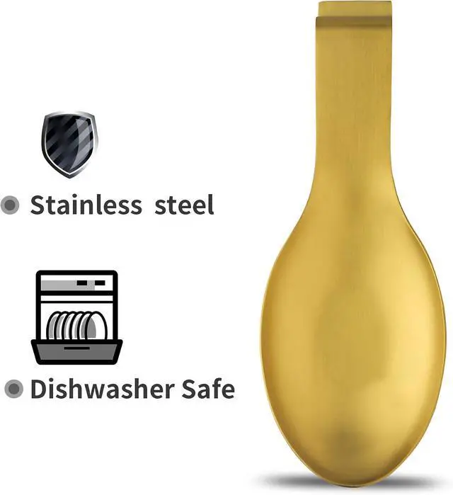 Alt view image 3 of 7 - BETTWILLGold Spoon Rest for Kitchen Counter, Stainless Steel Spoon Holder for Stove Top, Spatula Ladle Spoon Utensils Holder, Gold Kitchen Accessories, Gold Cooking Utensiles.