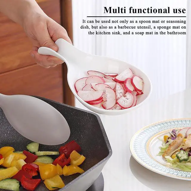 Alt view image 6 of 7 - Kyraton Spoon Rest 2 Pack, Plastic Spoon Holder For Kitchen Counter, Kitchen Utensil Rack For Spoons, Tongs, Spatulas, Spoon Rack For Hob, Dishwasher Safe