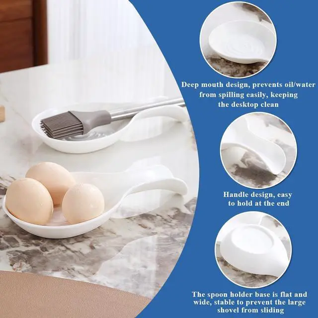 Alt view image 7 of 7 - Kyraton Spoon Rest 2 Pack, Plastic Spoon Holder For Kitchen Counter, Kitchen Utensil Rack For Spoons, Tongs, Spatulas, Spoon Rack For Hob, Dishwasher Safe