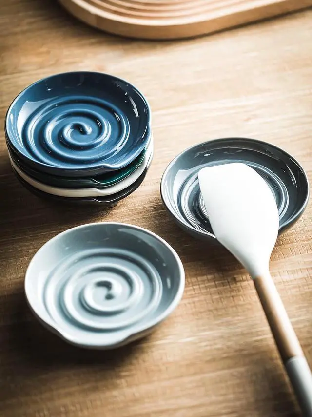 Alt view image 5 of 7 - Swirl Spoon Rest for Stove Top, Spatula Holder for Kichen Counter | Ceramic Coffee Spoon Holder, Cooking Utensils Rest to Prevent Sauce Spillage, Cooking utensils Holder,Dishwasher Safe