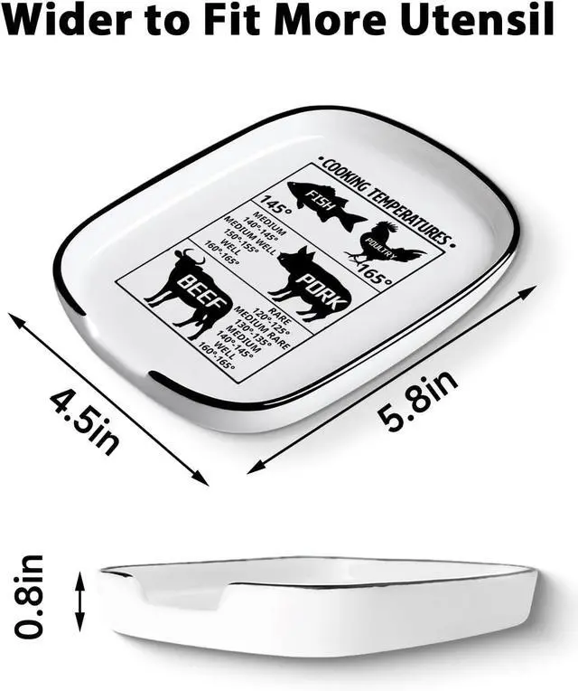 Alt view image 2 of 7 - Funny Large Spoon Rest for Stove Top, Ceramic Spoon Holder, White | Spoon Holder for Kitchen Counter Cooking Utensil Rest, Cooking Temperature Modern Farmhouse Kitchen Decor and Accessories