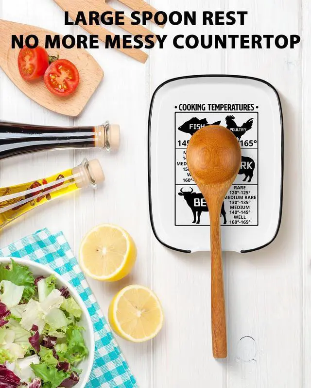 Alt view image 7 of 7 - Funny Large Spoon Rest for Stove Top, Ceramic Spoon Holder, White | Spoon Holder for Kitchen Counter Cooking Utensil Rest, Cooking Temperature Modern Farmhouse Kitchen Decor and Accessories