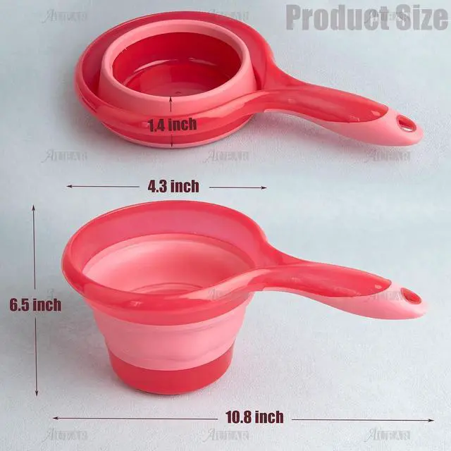 Alt view image 2 of 7 - AUEAR, Folding Water Ladle Collapsible Spoon Scoop Cup for Kitchen Ladles Bathroom Washing Pink