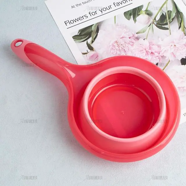 Alt view image 7 of 7 - AUEAR, Folding Water Ladle Collapsible Spoon Scoop Cup for Kitchen Ladles Bathroom Washing Pink