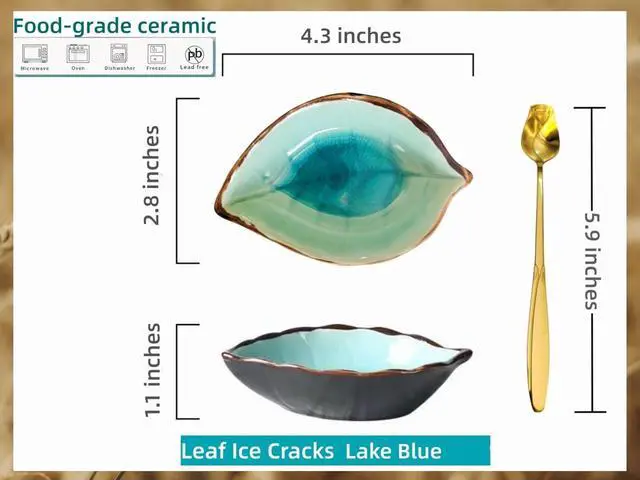 Alt view image 4 of 7 - Coffee Spoon and Rest for Coffee Bar Accessories, Small Spoon Rest for Coffee Bar & Station, Tea Spoon Rest & Holder for Teaspoon Rest, 1 PC (Crackle Glaze Lake Blue Leaf with Gold Rose Spoon)