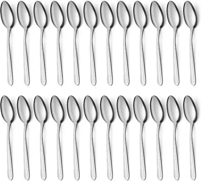 Main image of BEWOS 24 Pieces Teaspoons, 6.2 Inches Stainless Steel Teaspoons Silverware, Spoon Silverware, Coffee Spoons, Small Spoon, Mirror Polished, Dishwasher Safe, Silver Spoons For Home, Restaurant