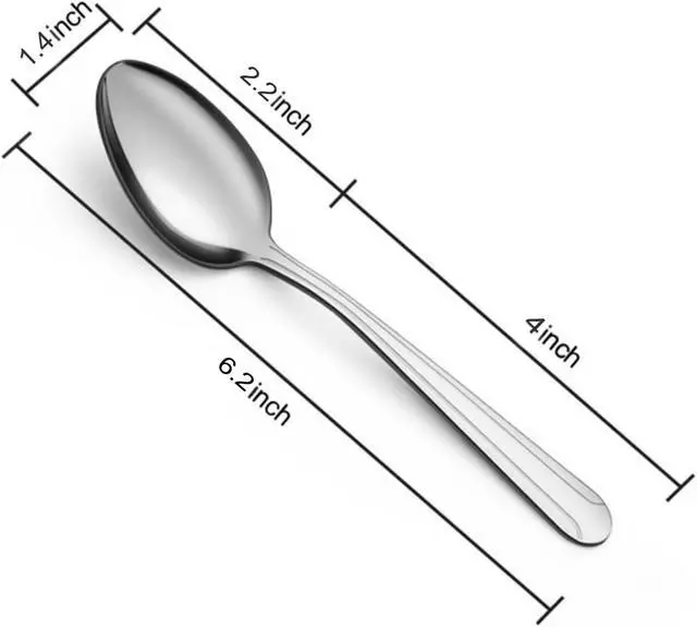 Alt view image 2 of 7 - BEWOS 24 Pieces Teaspoons, 6.2 Inches Stainless Steel Teaspoons Silverware, Spoon Silverware, Coffee Spoons, Small Spoon, Mirror Polished, Dishwasher Safe, Silver Spoons For Home, Restaurant