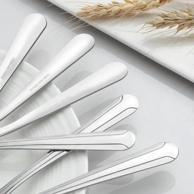 Alt view image 4 of 7 - BEWOS 24 Pieces Teaspoons, 6.2 Inches Stainless Steel Teaspoons Silverware, Spoon Silverware, Coffee Spoons, Small Spoon, Mirror Polished, Dishwasher Safe, Silver Spoons For Home, Restaurant
