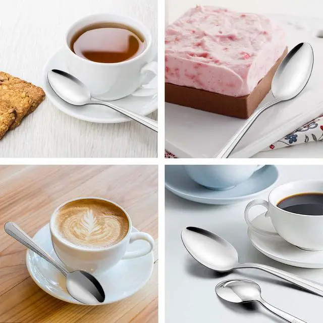 Alt view image 7 of 7 - BEWOS 24 Pieces Teaspoons, 6.2 Inches Stainless Steel Teaspoons Silverware, Spoon Silverware, Coffee Spoons, Small Spoon, Mirror Polished, Dishwasher Safe, Silver Spoons For Home, Restaurant