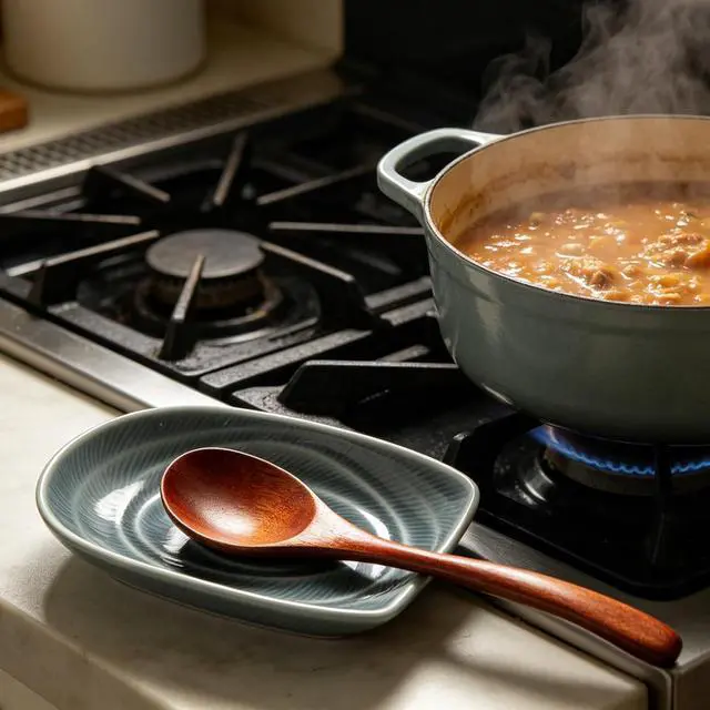 Alt view image 3 of 7 - Ceramic Spoon Rest, Utensil Rest for Stove, Counter & Coffee Bar | Compact shape fits beside burners or prep areas, holding spoons, ladles, tongs, and stirrers without crowding your space