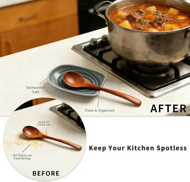 Alt view image 4 of 7 - Ceramic Spoon Rest, Utensil Rest for Stove, Counter & Coffee Bar | Compact shape fits beside burners or prep areas, holding spoons, ladles, tongs, and stirrers without crowding your space