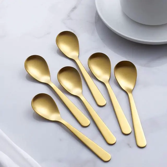 Alt view image 2 of 5 - Matte Gold Demitasse Espresso Spoons, Stainless Steel Satin Finish Coffee Spoons, Mini Teaspoons, Sugar Spoons, 4.7-inch, Set of 6, 6-PIECE