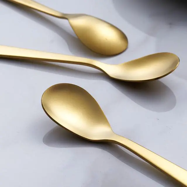 Alt view image 4 of 5 - Matte Gold Demitasse Espresso Spoons, Stainless Steel Satin Finish Coffee Spoons, Mini Teaspoons, Sugar Spoons, 4.7-inch, Set of 6, 6-PIECE