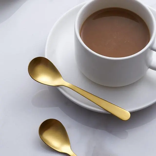 Alt view image 5 of 5 - Matte Gold Demitasse Espresso Spoons, Stainless Steel Satin Finish Coffee Spoons, Mini Teaspoons, Sugar Spoons, 4.7-inch, Set of 6, 6-PIECE