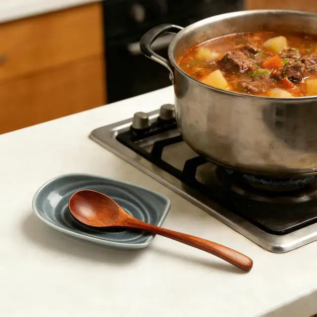 Alt view image 6 of 7 - Ceramic Spoon Rest, Utensil Rest for Stove, Counter & Coffee Bar | Compact shape fits beside burners or prep areas, holding spoons, ladles, tongs, and stirrers without crowding your space