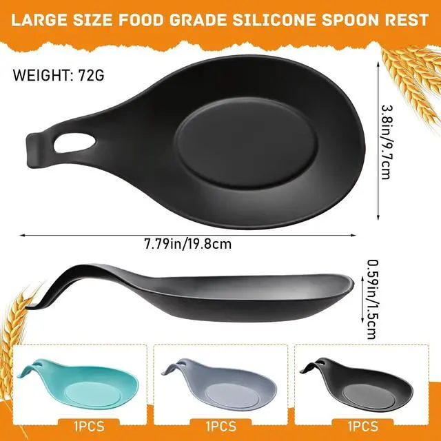 Alt view image 2 of 7 - Spoon Rest for Stove Top, 3 Pack Large Silicone Spoon Holder for Kitchen Counter, Heat Resistant Cooking Spoon Holder, Microwave and Oven Safe