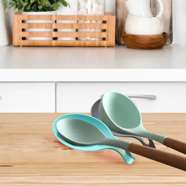 Alt view image 4 of 7 - Spoon Rest for Stove Top, 3 Pack Large Silicone Spoon Holder for Kitchen Counter, Heat Resistant Cooking Spoon Holder, Microwave and Oven Safe
