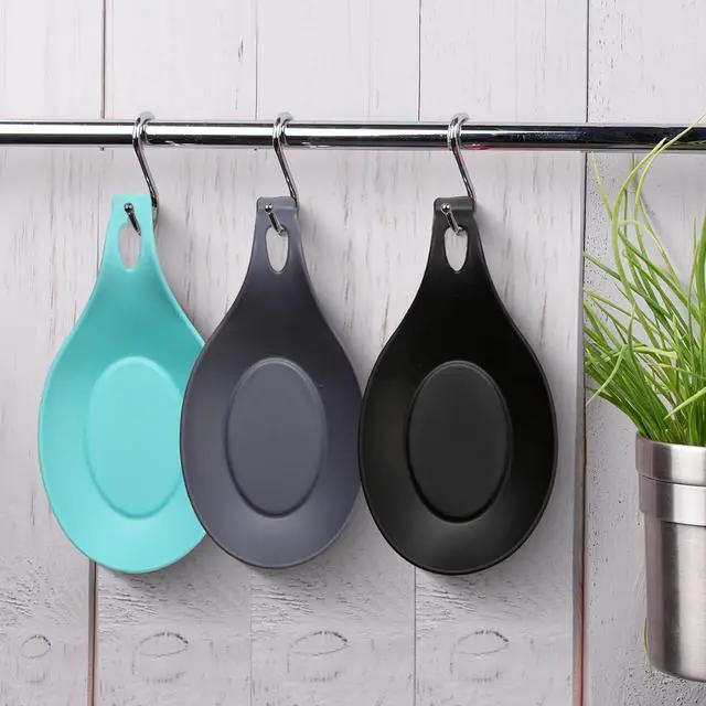 Alt view image 6 of 7 - Spoon Rest for Stove Top, 3 Pack Large Silicone Spoon Holder for Kitchen Counter, Heat Resistant Cooking Spoon Holder, Microwave and Oven Safe