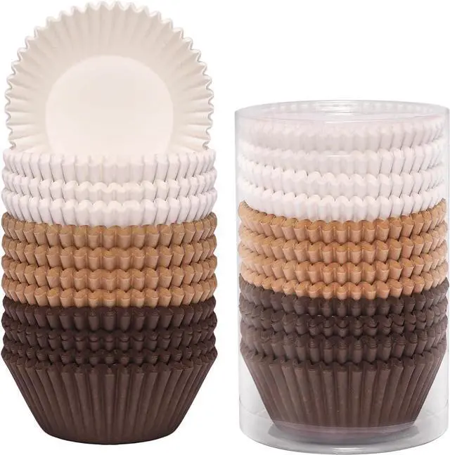 Main image of Standard Cupcake Liners 300 Count Fall Colors Paper Muffin Baking Cups Brown Neutral Disposable Cupcake Wrappers for Holiday and Party Baking Supplies