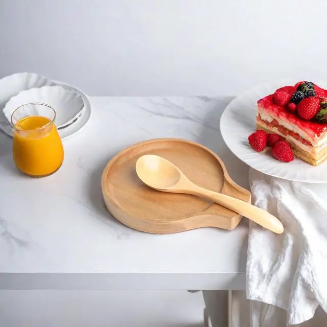 Alt view image 2 of 7 - LBEMEY Acacia Wood Spoon Rest For Stove Top- Smooth Round Wooden Spoon Holder For Kitchen Counter with Non Slip Silicone Feet, Perfect Holder For Spoons,Spatulas and Tongs (Brown)