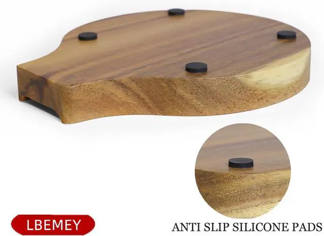 Alt view image 4 of 7 - LBEMEY Acacia Wood Spoon Rest For Stove Top- Smooth Round Wooden Spoon Holder For Kitchen Counter with Non Slip Silicone Feet, Perfect Holder For Spoons,Spatulas and Tongs (Brown)