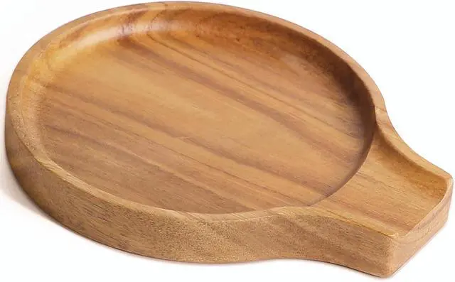 Alt view image 7 of 7 - LBEMEY Acacia Wood Spoon Rest For Stove Top- Smooth Round Wooden Spoon Holder For Kitchen Counter with Non Slip Silicone Feet, Perfect Holder For Spoons,Spatulas and Tongs (Brown)