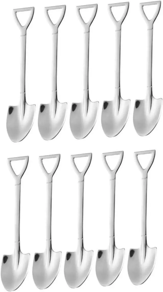 Main image of 10 Pack Dessert Spoon 6 inch Shovel Shape Stainless Steel Spoons Ice Cream Fruit Spoon for Home Kitchen or Restaurant