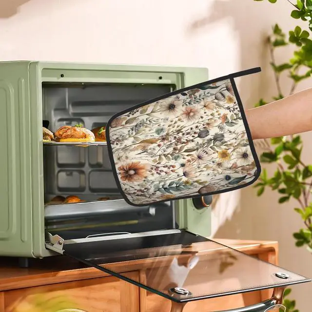 Alt view image 7 of 7 - 2PCS Boho Watercolor Floral Pot Holder with Loop,Heat Resistant Oven Pads,Hot Pat for Kitchen Cooking Baking Food