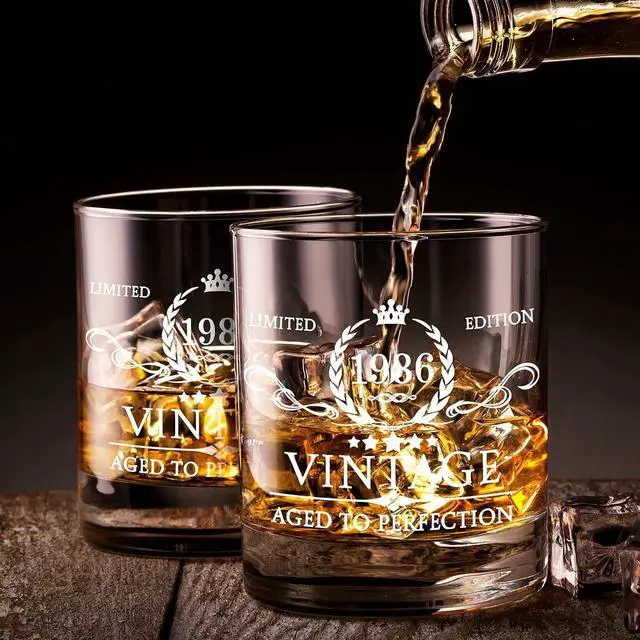 Alt view image 6 of 7 - AOZITA 40th Birthday Gifts for Men - 40th Birthday Decorations for Men, Party Supplies - 40th Anniversary Ideas for Him, Dad, Husband, Friends - 11oz Whiskey Glass