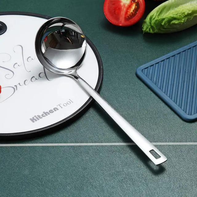 Alt view image 3 of 7 - Stainless Steel Ladle, Berglander Soup Ladle, Cooking Ladle, Kitchen Ladle, Metal Soup Spoon For Cooking Non-Stick And Heat Resistant, Dishwasher Safe, Easy to Clean