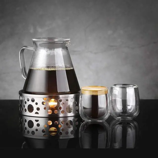 Alt view image 6 of 7 - glastal Espresso Cups 4 oz Double Walled Glasses Coffee Mugs Set of 2 | Borosilicate Glass, German Quality, 120 ml (full capacity) Double Wall Glass Espresso Cups, Small Coffee Shot Cups